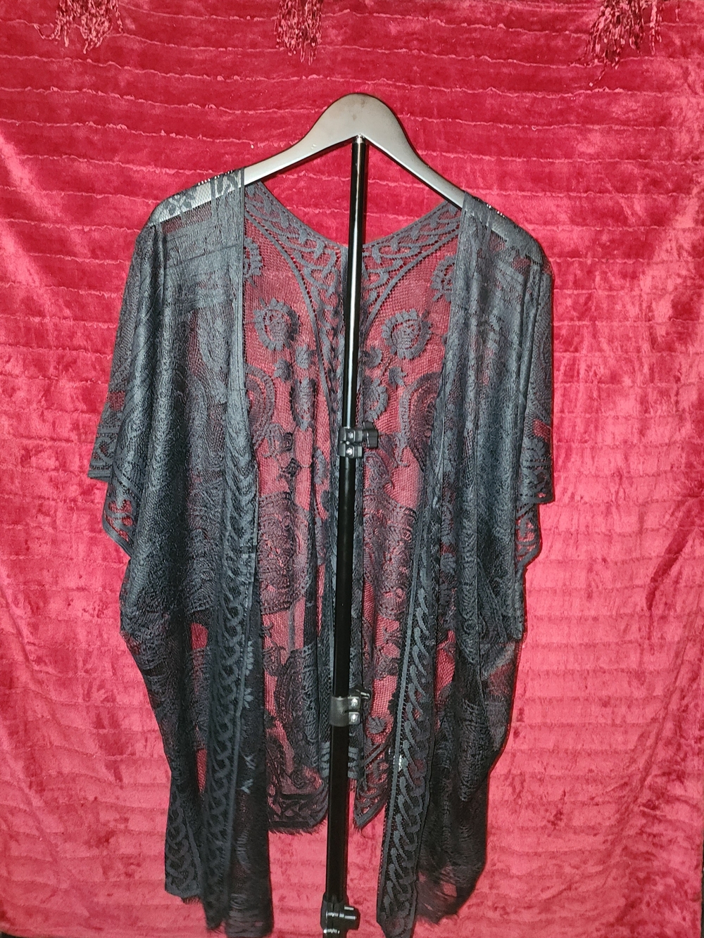 Sheer Black Lace Kimono Cover-Up - Women Intimates & Sleepwear